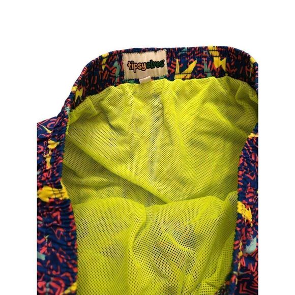 Tipsy Elves 90's print Size Large swim trunks Drawstring Stretch waist Pockets - Picture 10 of 10